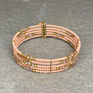Pink Beaded Cuff ☆Brass☆