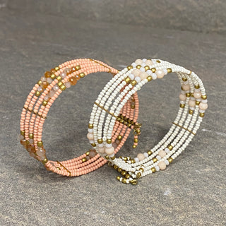 White Beaded Cuff ☆Brass☆