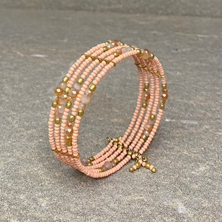 Pink Beaded Cuff ☆Brass☆
