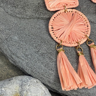 Pink Raffia Earrings ☆Brass☆