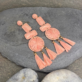 Pink Raffia Earrings ☆Brass☆