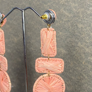 Pink Raffia Earrings ☆Brass☆