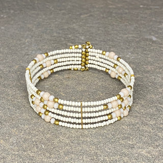 White Beaded Cuff ☆Brass☆