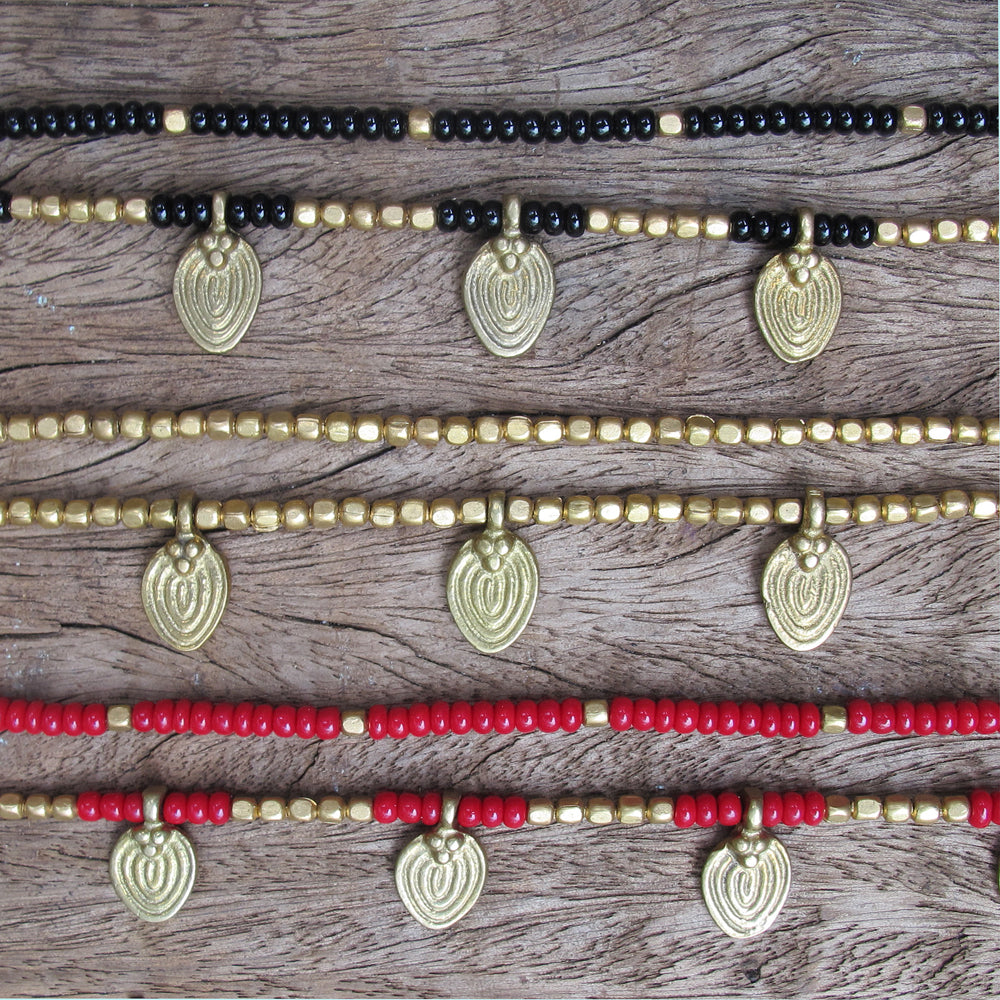 Two Line Lotus Anklet ☆Black☆Red☆