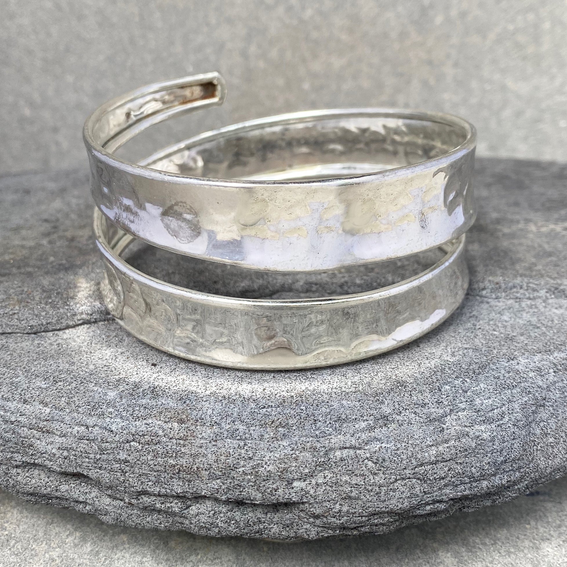 Hand Hammered Silver Cuff Bracelet with 18KY Tetons – Jackson Hole Jewelry  Company