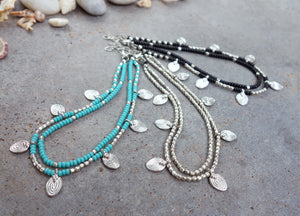 Two Line Lotus Anklet ☆Black☆Turquoise☆
