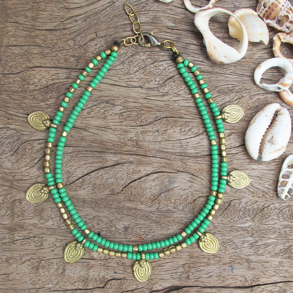 Two Line Lotus Anklet ☆Turquoise☆Green☆White☆