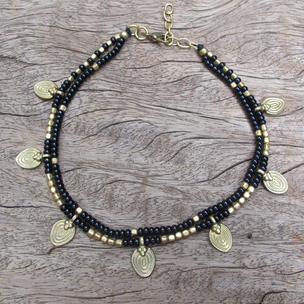 Two Line Lotus Anklet ☆Black☆Red☆