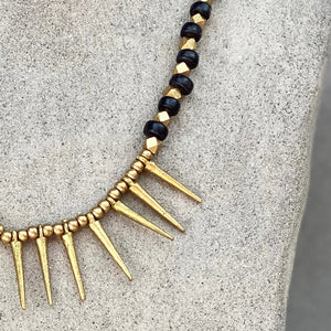 Brass Spike with Handmade Beaded Chain